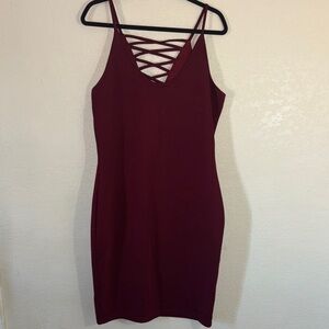 Burgundy Bodycon Mini Dress